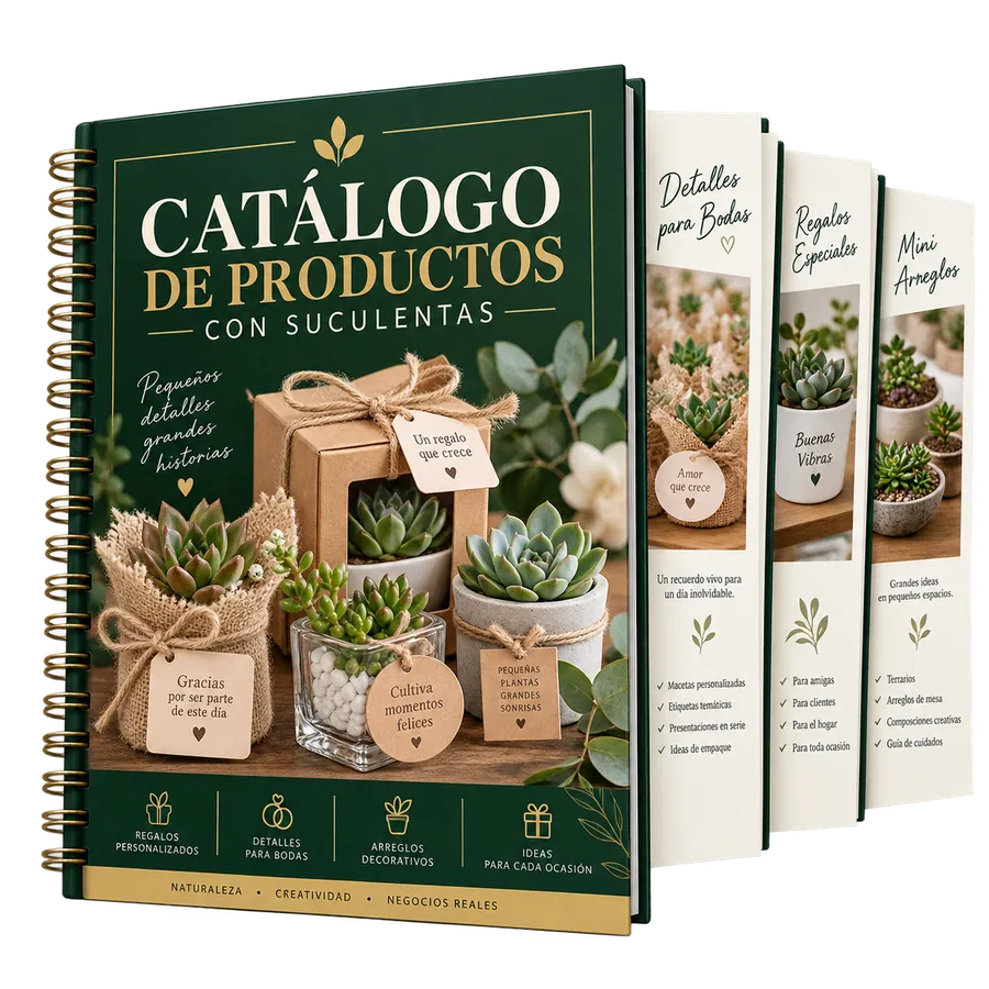 Mockup del Catálogo de Productos con Suculentas