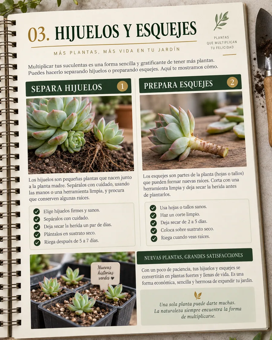Página de la guía sobre hijuelos y esquejes