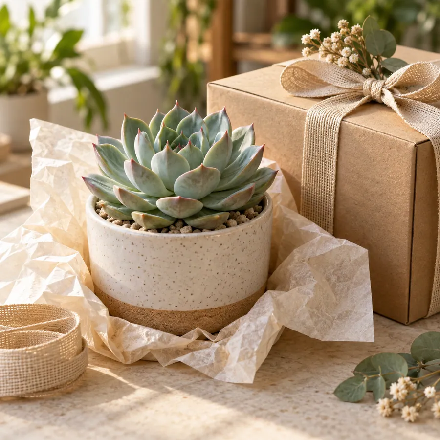 Suculenta preparada como regalo