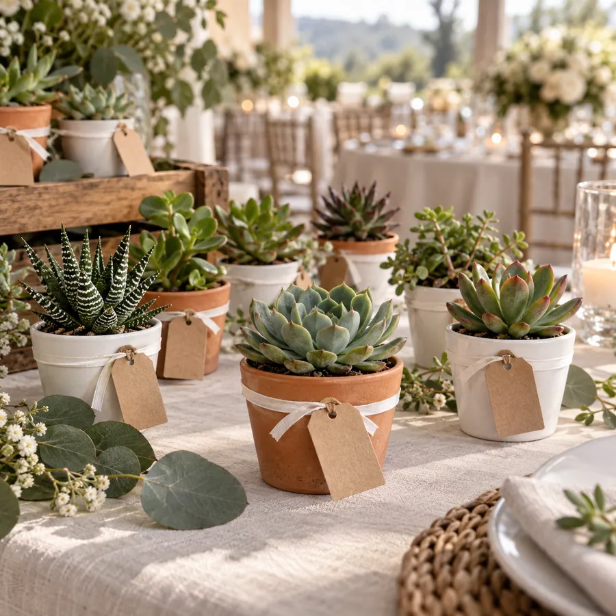 Recuerdos de boda con suculentas